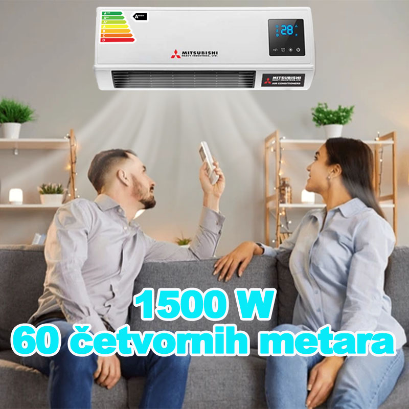 Jednofazni sustav hlađenja, brza brzina hlađenja, snaga 1500W, pogodna za prostore do 60 m²