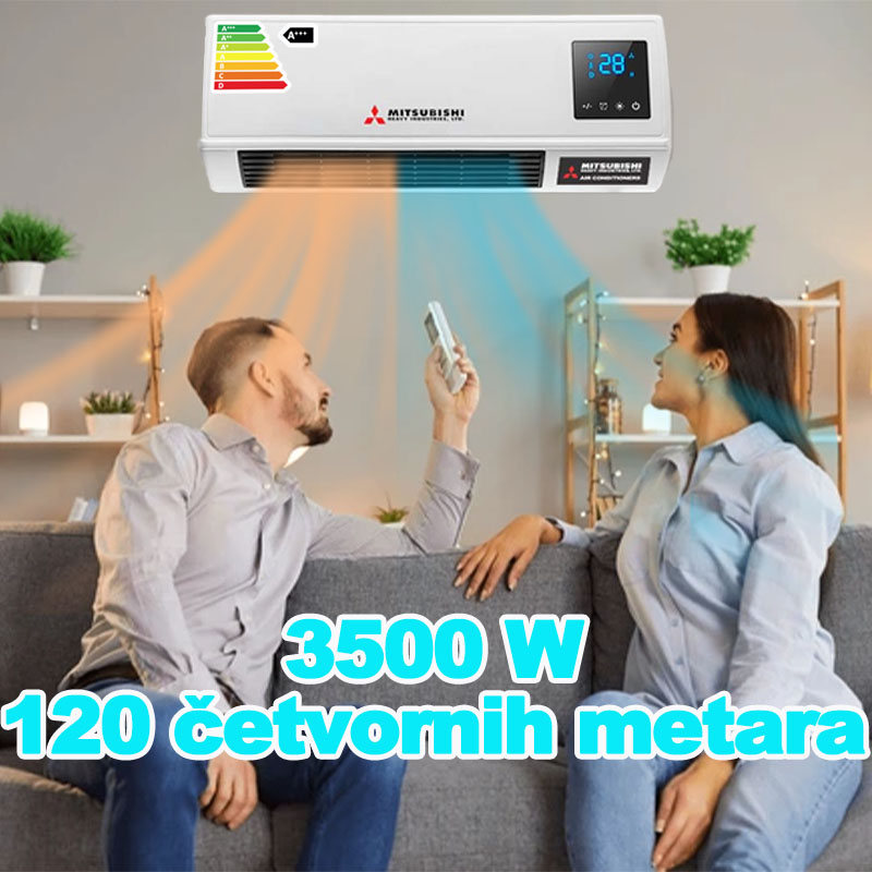 Dvofazni klima uređaj, brzo grijanje i hlađenje, snaga 3500W, pogodna za prostore do 120 m² [Ovaj proizvod ima oznaku energetske učinkovitosti A+++, ušteda energije do 50%]